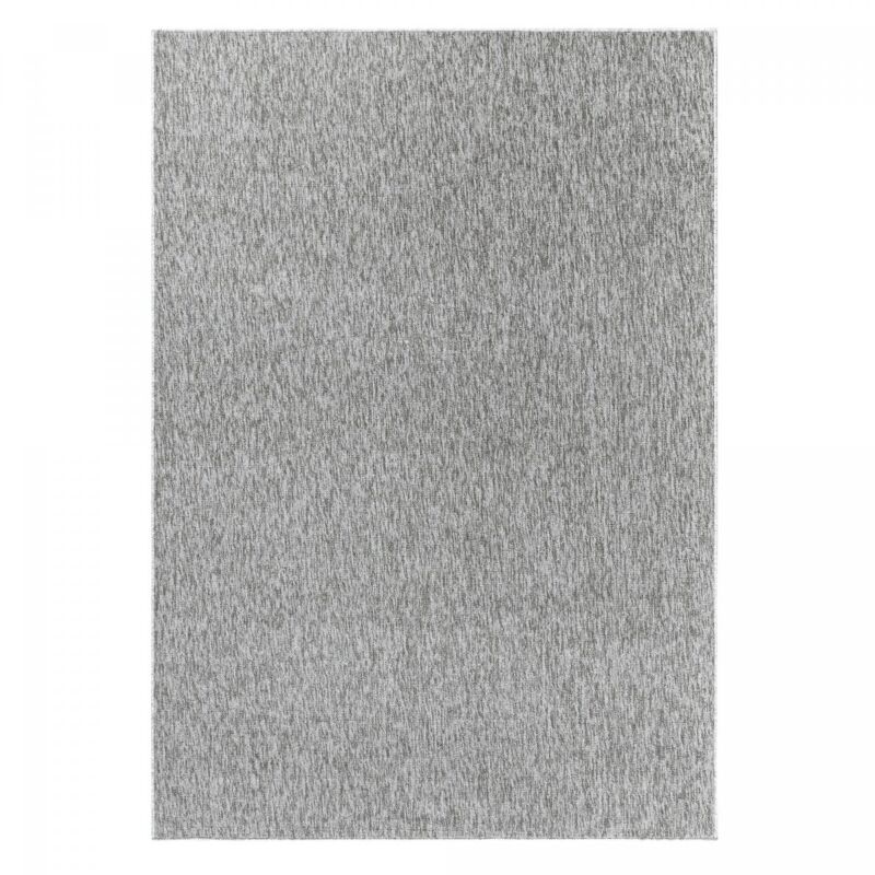 Tapis salon et chambre Ø160cm gris rond tissé motif uni SAKRDA