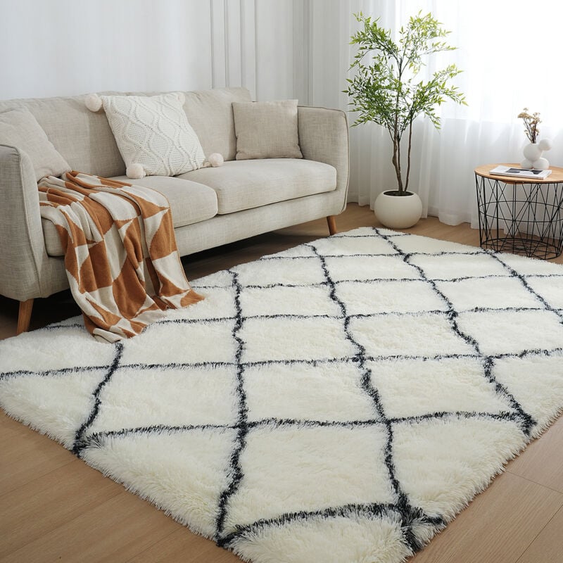 Freosen - Tapis Salon Shaggy 120 x 160 cm Descente de lit Poils Longs Tapis Doux Moelleux pour Salon Chambre Canapé Chambre