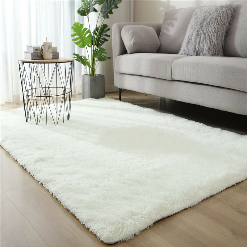 Freosen - Tapis Salon Shaggy 160 x 230 cm Descente de lit Tapis Poils Longs Blanc Beige Tapis Doux pour Salon Chambre Canapé