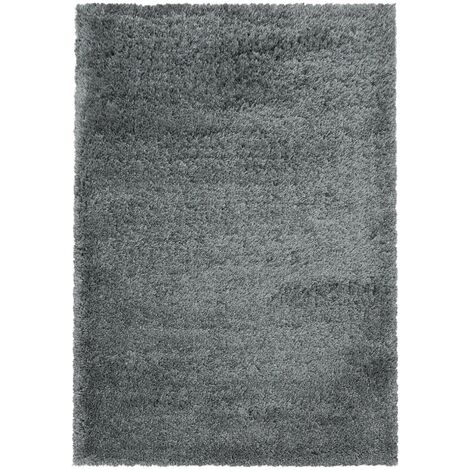 Tapis Salon Shaggy Poils Longs Fibre Doux MOELLEUX (Gris - 80x150cm)