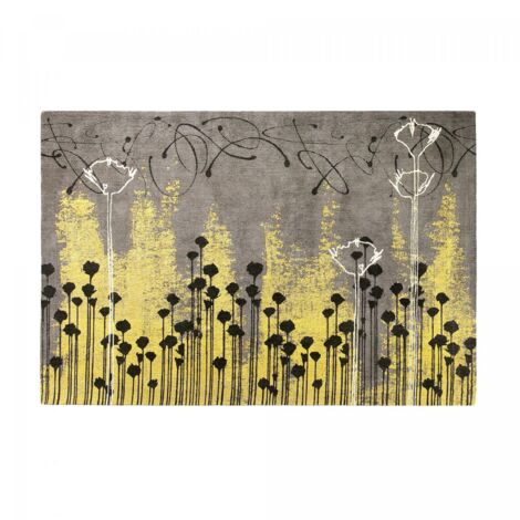 Tapis salon tissé à plat Jacquard DIAMETRE 200 JOLN gris , tapis en coton