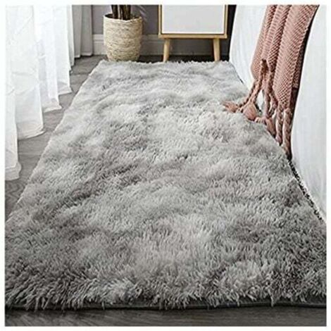 Tapis salon zottelig moderne gris-blanc 80x120 cm, tapis chambre douillet pour sol intérieur