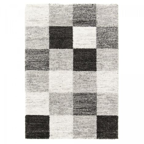 Tapis salon ZUPO 3 en polypropylène doux et soyeux Fait en Europe Gris - 120x170
