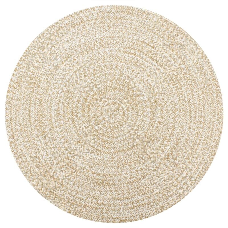 Tapis Salon,Tapis Chambre,Tapis fait à la main Jute Blanc et naturel 150 cm CFW53473