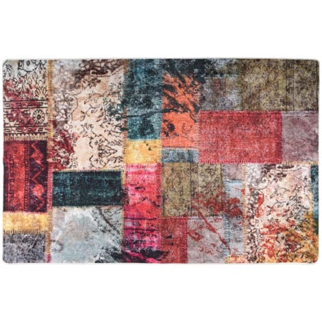 DESIGN IN Tapis Salon，Tapis Chambre，Tapis lavable antidérapant Patchwork 80x150 cm Multicolore CFW21383
