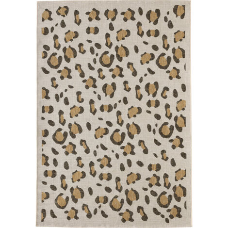 Tapis savanna crème motif léopard intérieur extérieur - 120 x 160 cm