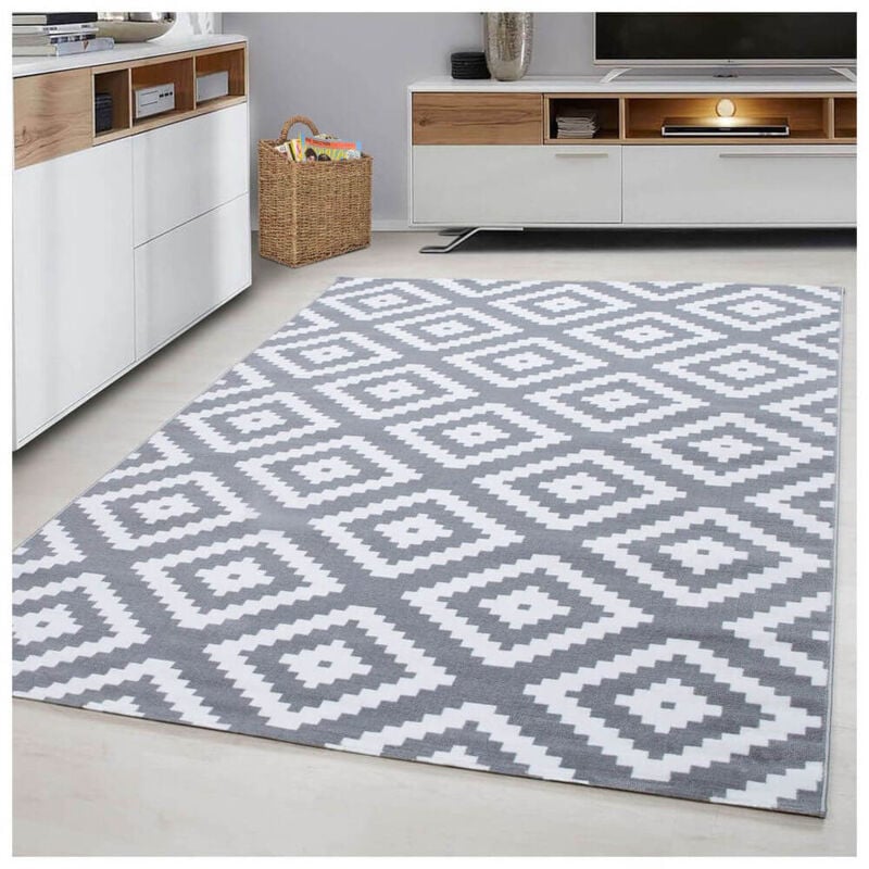 Tapis scandinave de salon rectangle Adza Gris 120x170