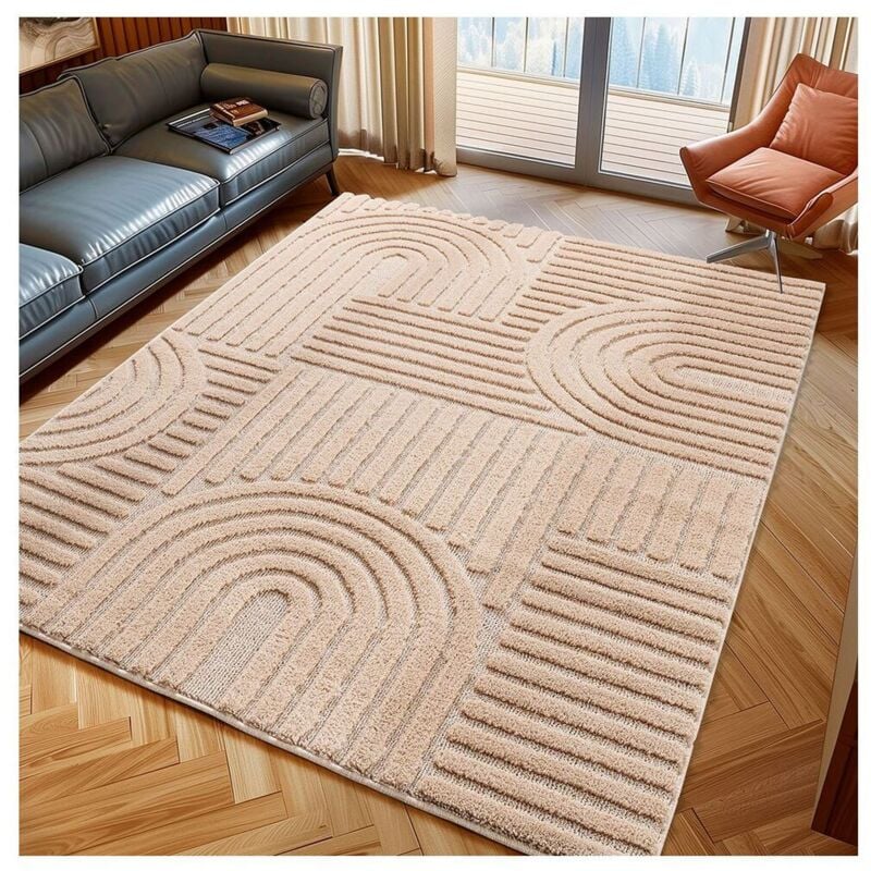 Allotapis - Tapis scandinave effet 3D graphique Taro Rose 60x110