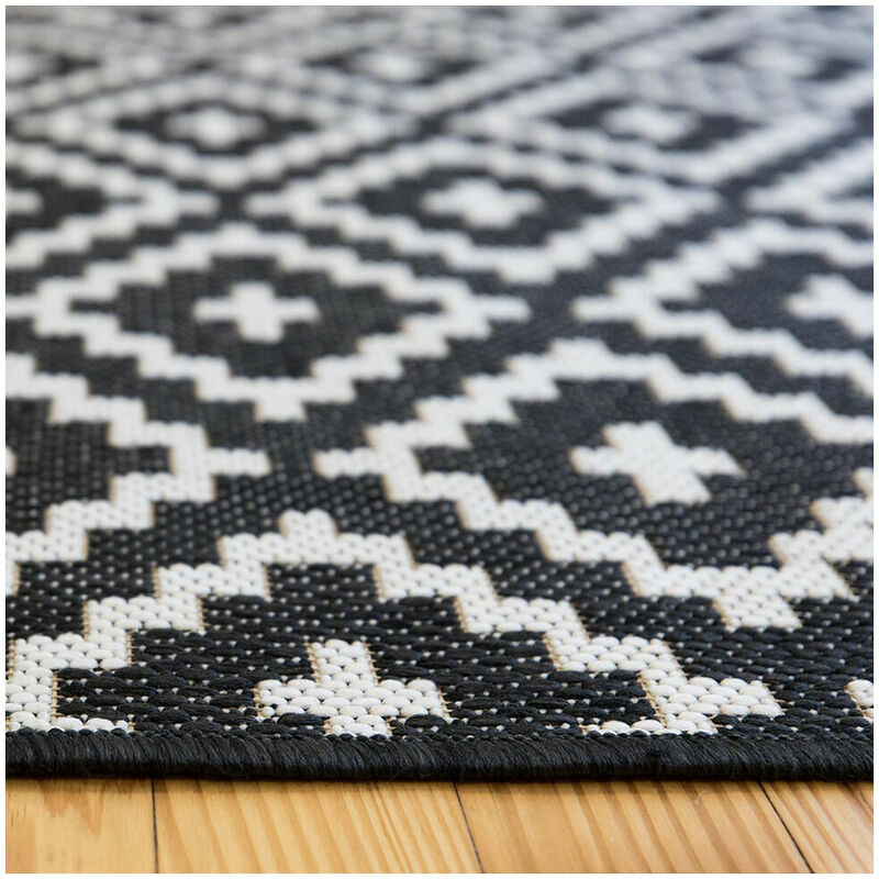 Hellocarpet - Tapis scandinave géométrique plat Billings Noir 160x213 - Noir