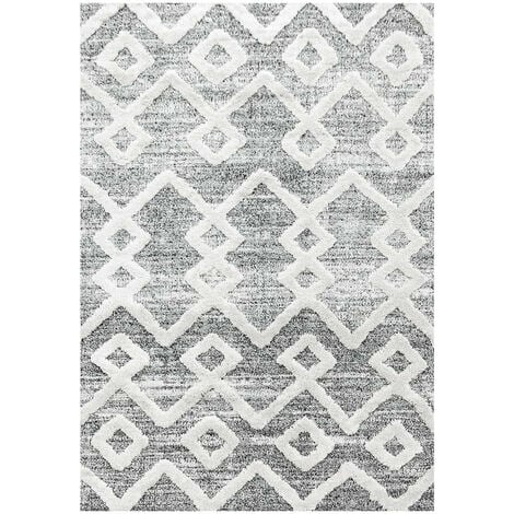 Tapis scandinave rectangulaire à courtes mèches Tori Gris 60x110 - Gris