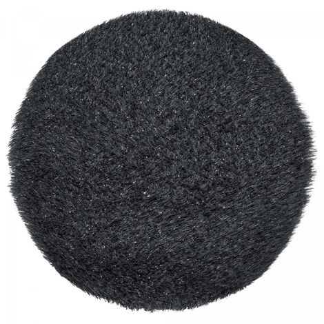 Tapis shaggy Ø100cm gris foncée tufté rond motif uni LAVENT