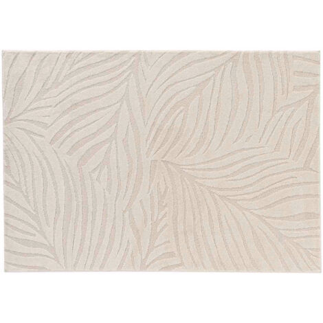 Tapis shaggy 120 x 170 cm – Uni écru en relief – Antidérapant – 100% polypropylène – Hauteur des poils 8 cm – Bricoline