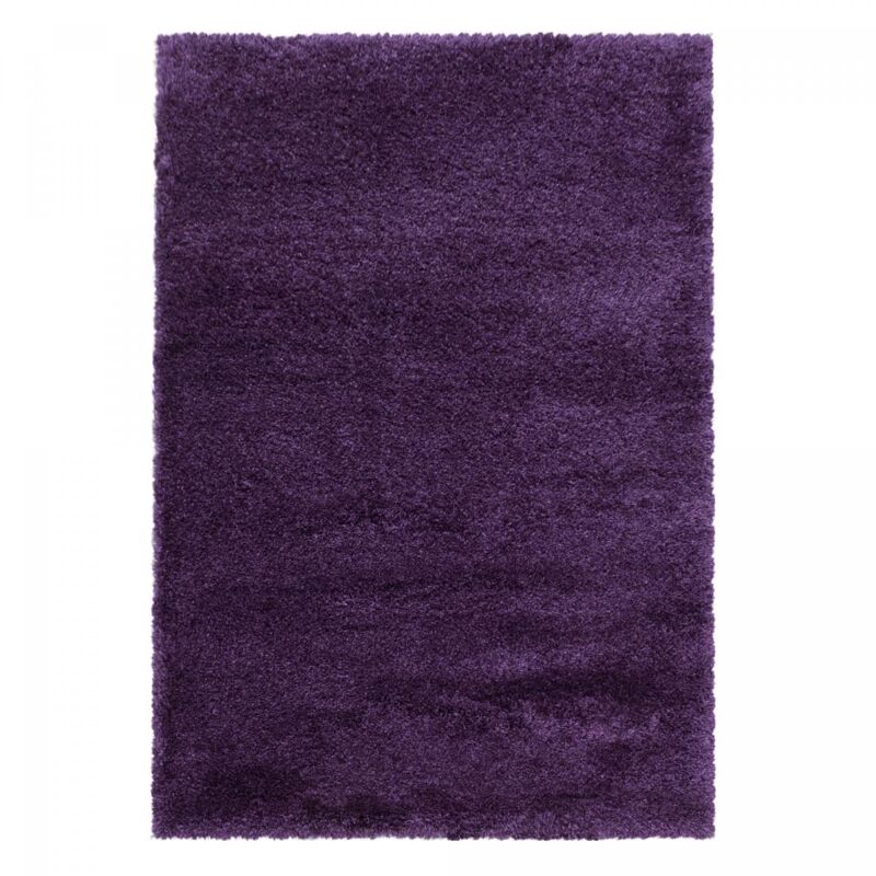 Jadorel - Tapis longs poils shaggy 140x200 violet tissé rectangle motif uni uni b