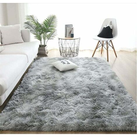 Tapis - Shaggy - 160 x 200 cm - Pour Salon Chambre À Coucher Chambre D Enfant - Blanc Gris