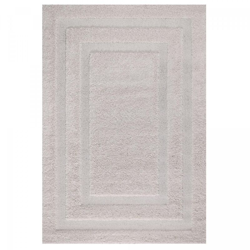 Tapis salon et chambre 120x160 beige rectangle tissé motif faux uni KOULA