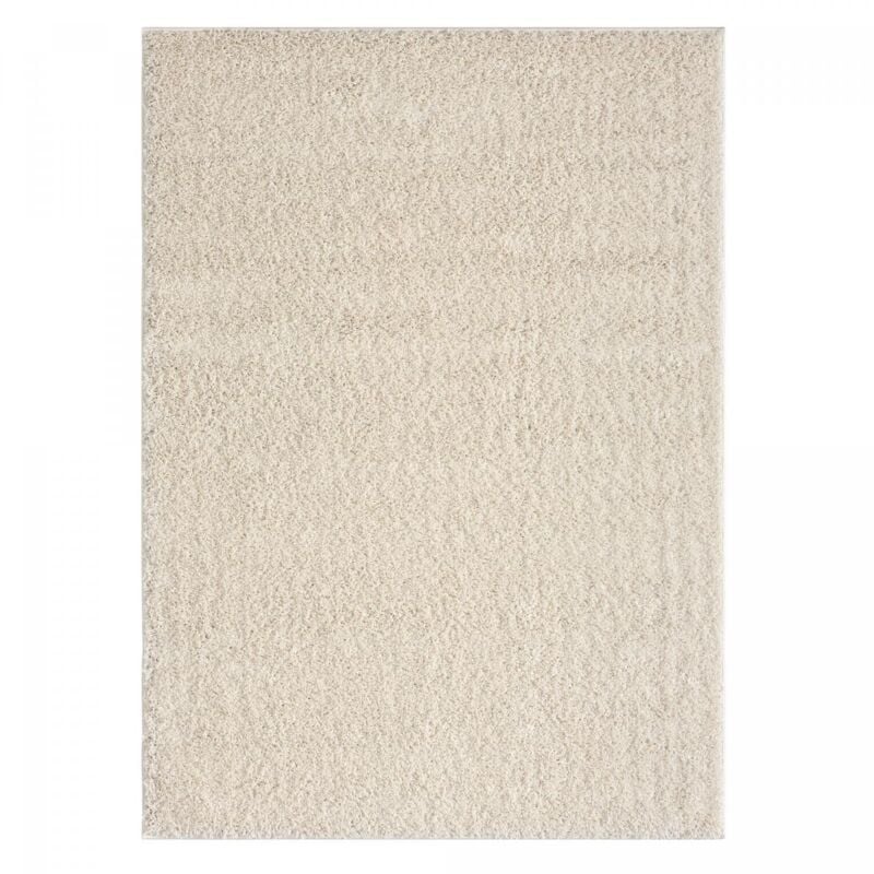 Jadorel - Tapis shaggy 80x150 crème tissé rectangle motif uni unila