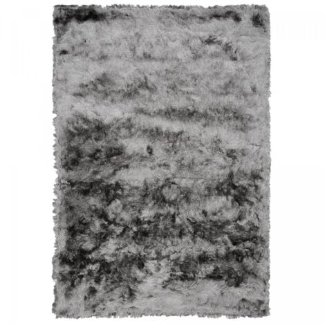 Tapis shaggy 160x230 gris fait main rectangle motif uni SG FIN