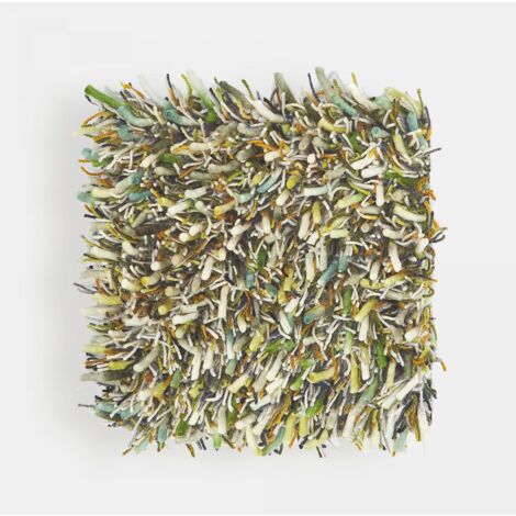 Tapis shaggy 200x300 vert tissé en laine rectangle motif faux uni SPRING