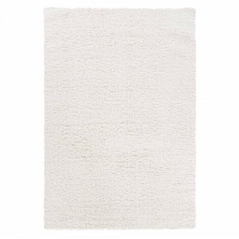 Tapis shaggy 280x370 crème tissé rectangle motif uni LYN4 UNILA