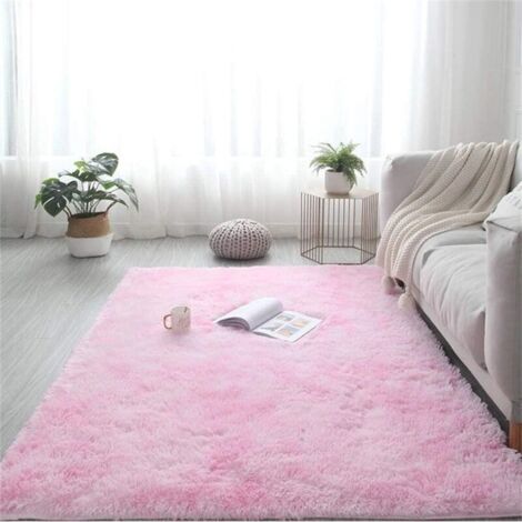 Tapis shaggy 60x160 cm rose clair, tapis moelleux à poils longs, antidérapant, pour salon, chambre, couloir, doux et confortable, idéal enfants