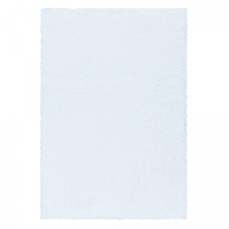 Tapis poils longs shaggy 120x170 blanc tissé rectangle motif uni UNI I