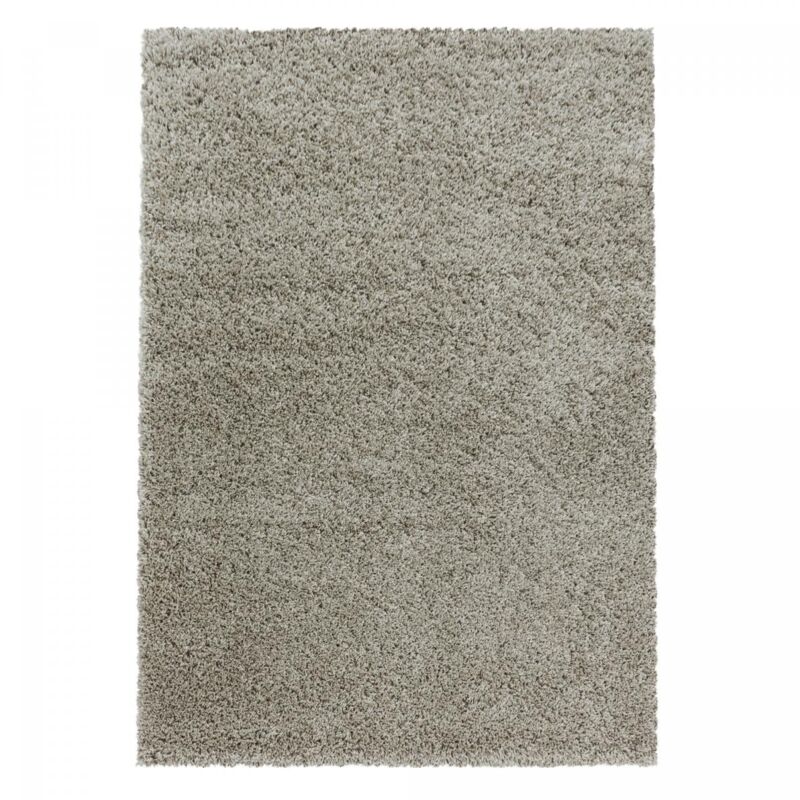 Tapis poils longs shaggy 60x110 beige tissé rectangle motif uni uni i
