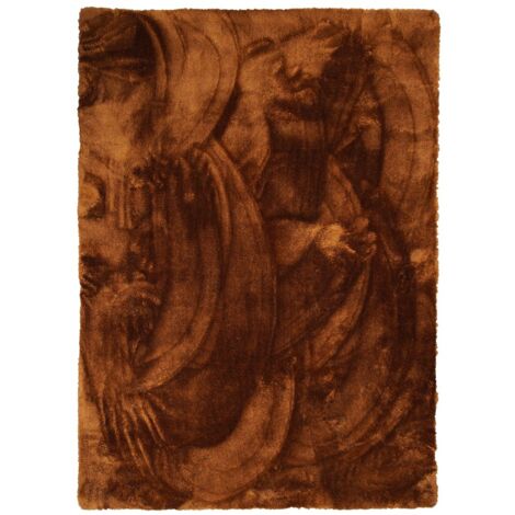 Tapis shaggy à poils longs extra-doux 160x230 – Couleur marron – Confectionné en polycoton pour un aspect chaleureux et cosy – Thedecofactory