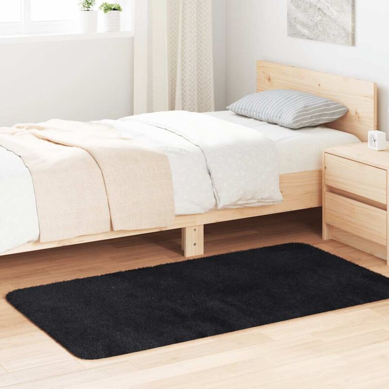 Vidaxl - Tapis shaggy à poils longs navarra noir 80x150 cm polyester