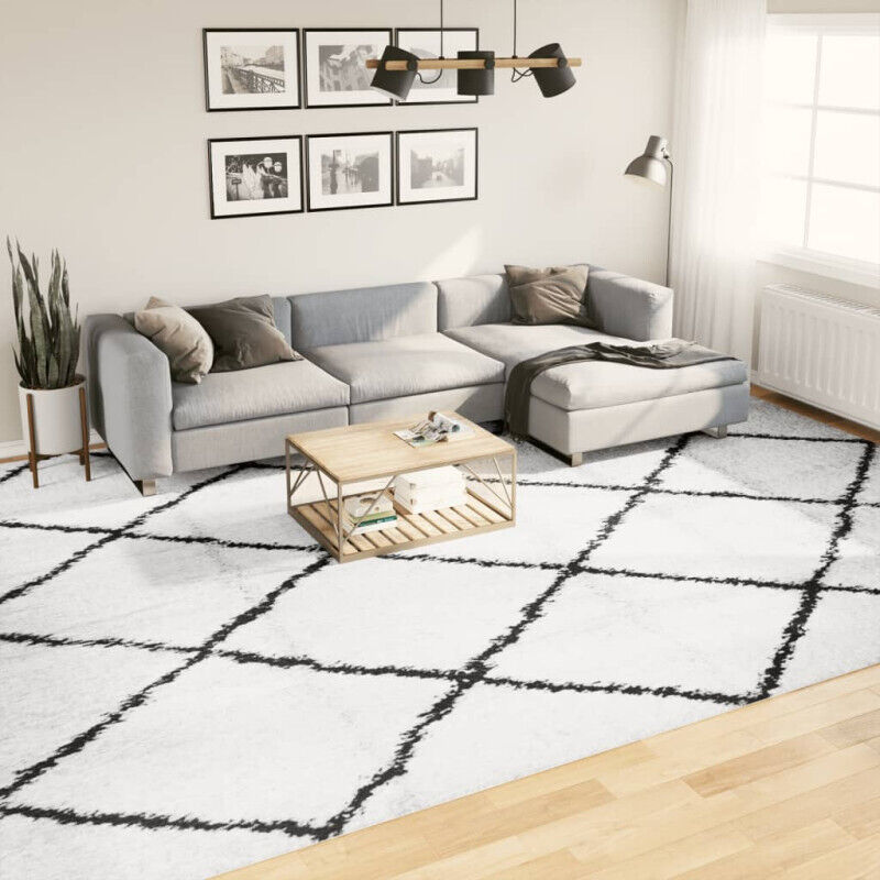 Vidaxl - Tapis shaggy à poils longs moderne crème et noir 300x400 cm