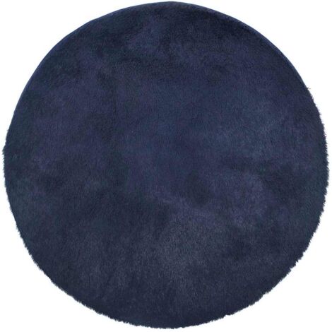 Tapis shaggy à poils longs NAVARRA bleu marine 200x200 cm