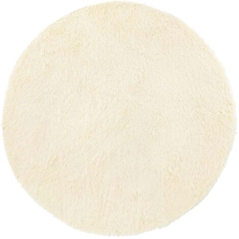 Tapis shaggy à poils longs NAVARRA crème 120x120 cm polyester