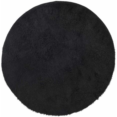Tapis shaggy à poils longs NAVARRA noir 120x120 cm polyester