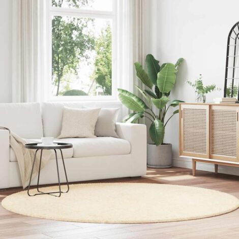 Tapis shaggy à poils longs-Tapis de salon-Tapis Chambre NAVARRA crème 200x200 cm polyester 274880