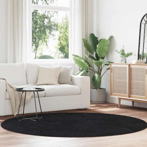 Tapis shaggy à poils longs-Tapis de salon-Tapis Chambre NAVARRA noir 200x200 cm polyester 852495