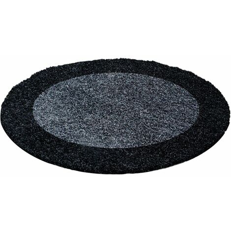 Tapis shaggy contemporain rectangle Ximoz Anthracite Ø 160