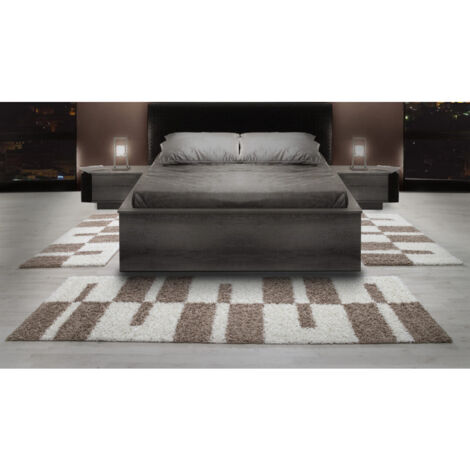 Tapis shaggy design rectangle géométrique Oficio Beige 100x200