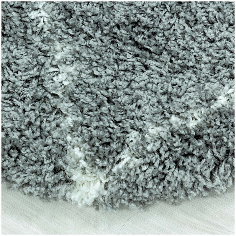 Allotapis - Tapis shaggy design rond géométrique Chantecler Gris ø 120