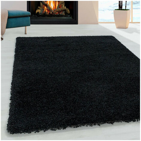 Tapis shaggy design uni rectangulaire Gadol Noir 300x400