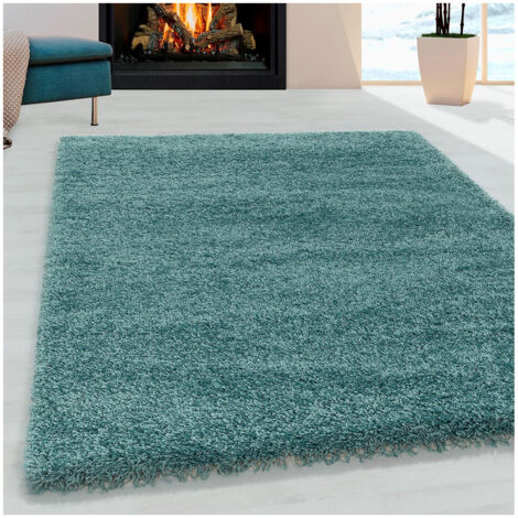 Tapis shaggy design uni rectangulaire Gadol Vert d'eau 160x230