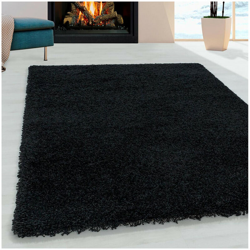 Tapis shaggy design uni rectangulaire Gadol Noir 160x230