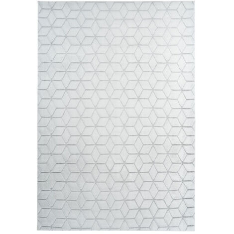 Tapis Shaggy Effet 3D "Vivica" Blanc & Bleu Gris 80 x 150 cm