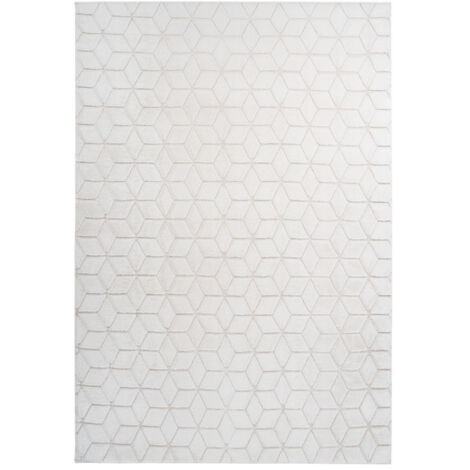 Tapis Shaggy Effet 3D "Vivica" Blanc & Crème 120 x 160 cm