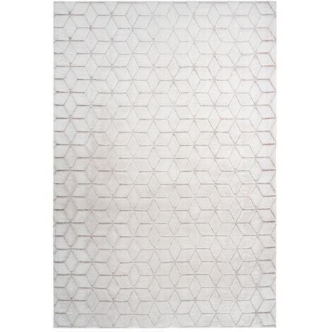 Tapis Shaggy Effet 3D "Vivica" Blanc & Rose 120 x 160 cm