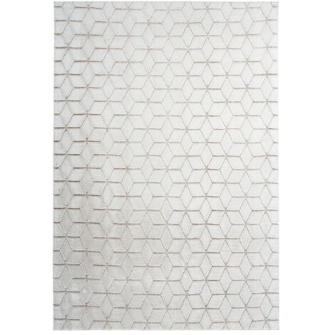 Tapis Shaggy Effet 3D "Vivica" Blanc & Taupe 80 x 150 cm