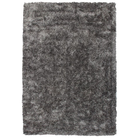 Tapis Shaggy Fait Main "Diamond" Gris Blanc 80 x 150 cm