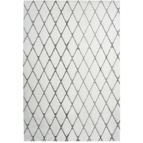 Tapis Shaggy Géométrique "Vivica" Blanc & Anthracite 160 x 230 cm