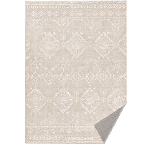 Tapis shaggy lavable en machine 160 x 230 cm – Antidérapant TPR – Polyester doux – Style bohème beige cappuccino
