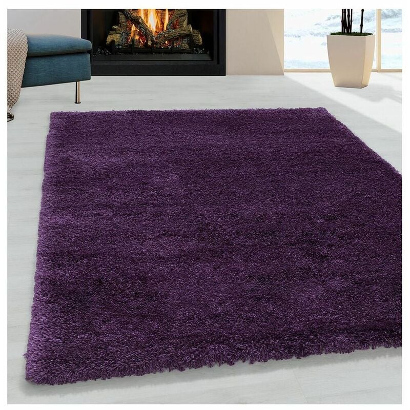 Tapis shaggy moelleux uni rectangle Cloudy Violet 60x110