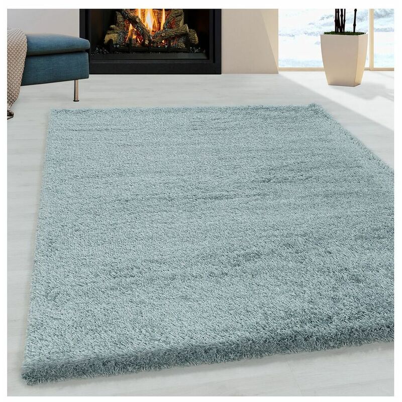 Allotapis - Tapis shaggy moelleux uni rectangle Cloudy Bleu 120x170