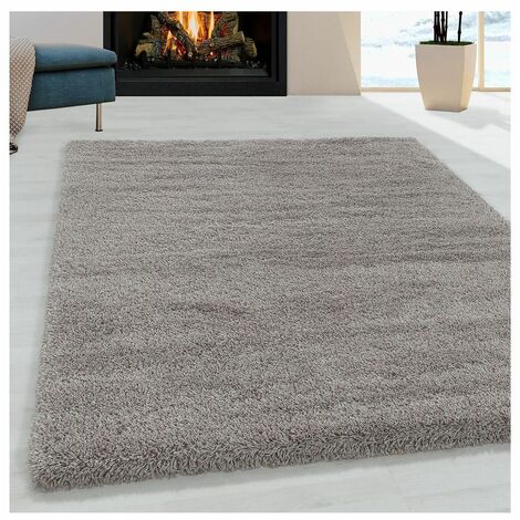 Tapis shaggy moelleux uni rectangle Cloudy Beige 140x200